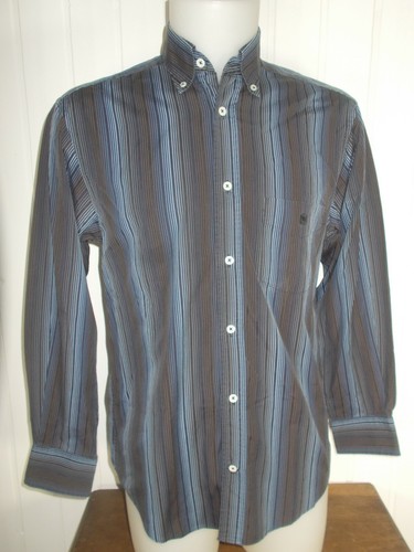 Chemise coton bleu rayé noir
