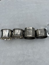 ANCIEN ROND de SERVIETTE ARGENT Massif 800/900 Lot De 4 Art De La Table 120  Grs