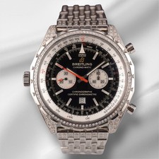 Breitling Homme Chrono-Matic 44mm 8ct Diamant Acier Cadran Noir Ref: A41360