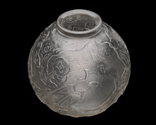 Grand vase boule gravure acide Art Déco Verrerie d'Art de Metz signé VÉRAMÉ 1920