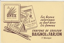 P182 Ancien Buvard BAIGNOL & FARJON Crayons de Coloriage de Couleur ONYX le Deco