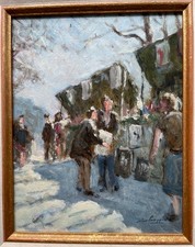"Les bouquinistes à Paris" huile isorel signée SALVAGGIO