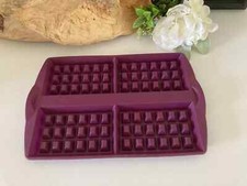 6⚜️ Moule à Gaufres en Silicone Tupperware Couleur Violet Pour 4 Gaufres