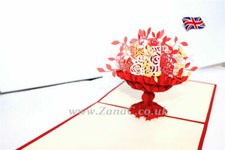 Arbre fleurs colorées 3D pop up cartes de voeux kirigami faites main CARTE DE NOEL