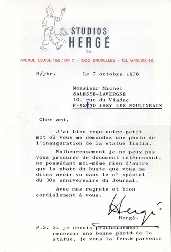 Hergé signed letter - -,
