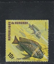 L6608 BURUNDI Timbre N° PA 332 de 1974 " Poisson tropheus duboisi"  Oblitéré
