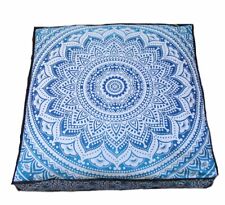 Bohème Carré Sol Coussin Housse Paon Mandala Design Coton 88.9cm Art