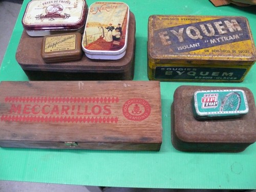 Lot boites fer bois - boites, et
