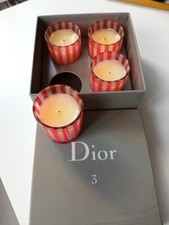 4 petites bougies Dior vintage dans coffret, parfumées, contenant en verre