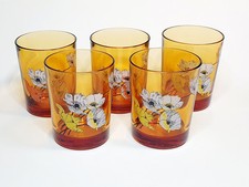 Lot 5 VERRES Eau Ambre Orange