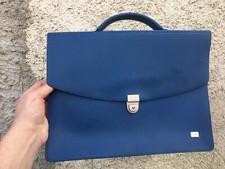 SERVIETTE CARTABLE BUSINESS CUIR OU SKAI BLEU + CLEF BOUYGUES CONSTRUCTION