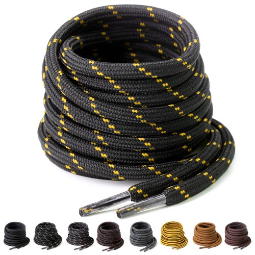 Lacets ronds noir jaune - lacets, pour