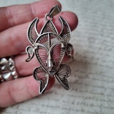 Grand Pendentif Argent Filgrané Masque Africain Vintage