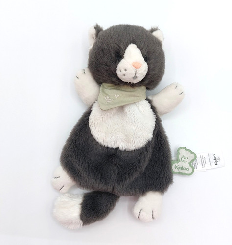 Doudou plat chat - gris, blanc