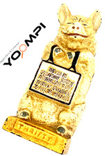 Objet ancien 1930 tirelire cochon monnaie bar old USA iron piggy bank old