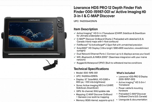 Lowrance hds pro w - lowrance, w/cmap
