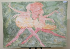 101x72 CM Peinture Vintage Technique Mixte Ballerine Danse Classique tableau P32