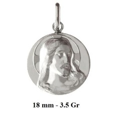 Déstockage Pendentif Médaille du Christ en Relief de 18mm Argent Rhodié 3.5Gr