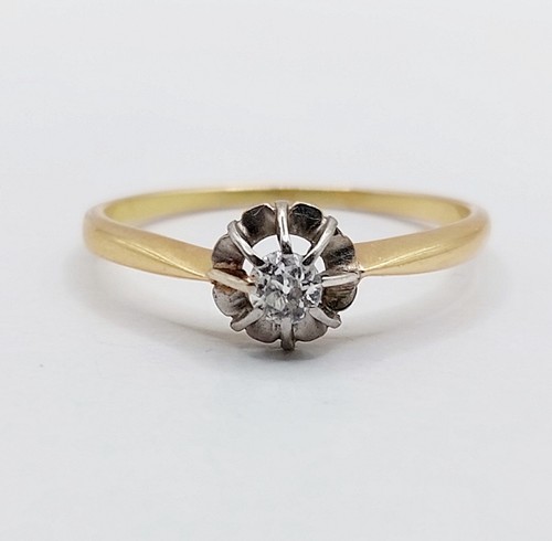 Bague solitaire antique - or, 18k