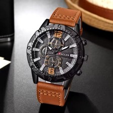 Montre À Quartz Avec Bracelet En Cuir Pour Hommes