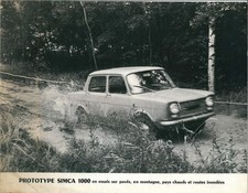 (Catalogue) photo presse Simca prototype Simca 1000 en essais c. 1960 FR