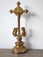 Ancienne Croix Religieuse - Christ Reliquaire - Bronze / Laiton - Crucifix 