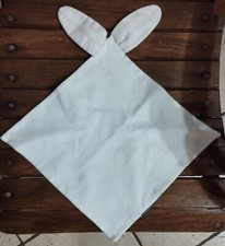 Doudou plat lapin blanc bleu