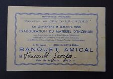 MENU inauguration matériel incendie CEAUX-EN-LOUDUN 9 octobre 1955 Pompier