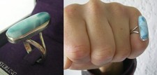 TAILLE 51 52 belle bague Argent MASSIF LARIMAR ( tache sombre de 2mm ) 6gr N°278