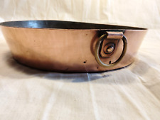 Ancien Plat À Rôtir rond en Cuivre 27.8 cm, Copper Roasting Pan