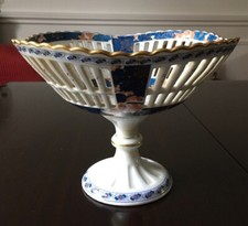 Coupe sur pied ajourée porcelaine Limoges Haviland E.Dammouse signés JG Ht 15,5c