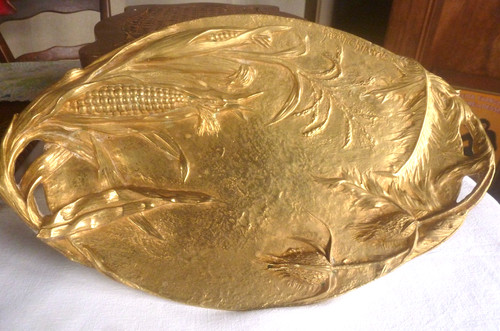 Plat ajouré bronze doré - plat,