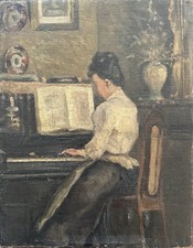 tableaux anciens , Je!ne Femme Au Piano
