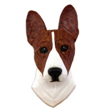 Figurine Plaque Tête Basenji Bringé/Blanc
