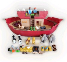 Playmobil 3255 Bateau Arche de Noé + Animaux Savane Ferme + Figurines Bon État