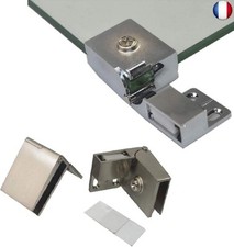 1 paire de charnières de porte en verre sans cadre, armoires vitrées encastrées 