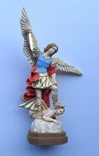 Statue De Saint Michel Archange 25 CM (33 CM Aile) En Marbre Résine Art Italien