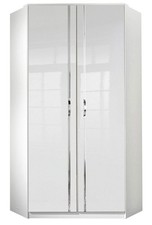 Armoire D'Angle Trio Armoire 95x95cm Blanc Brillant 2 Portes