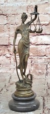 Dame Store Justice Avocat Etudiant Légal Bureau Art Bronze Marbre Statue Soldé