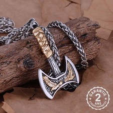 Collier Hache de Viking Chaîne avec Pendentif Celtique Acier Inoxydable Odin