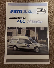 Brochure Peugeot 405 Ambulance PETIT SA  JANVIER 1995