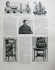 ARTICLE DE PRESSE 1904 ÉMILE GALLÉ VERRERIE TRANSLUCIDE VASE LAMPE COULEURS