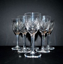 CRISTALLERIE LORRAINE Lot 6 verres à vin blanc cristal JUNON Chantilly H13.5