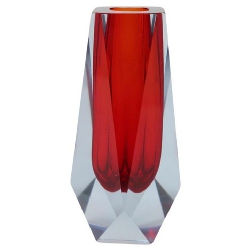 Vase verre rouge attribué - verre,