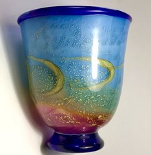 SABA FRÈRE  BIOT  Superbe Vase Pâte De Verre À Inclusion Feuille D’or Era Novaro