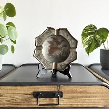 Grand cendrier en laiton | Décor nature oiseaux