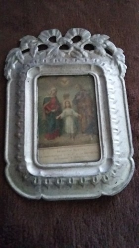 Ancien cadre fer blanc - blanc, avec