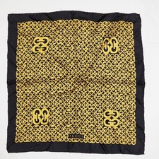 GUCCI Mini écharpe en soie carrée de poche noire excellente occasion sans boî...