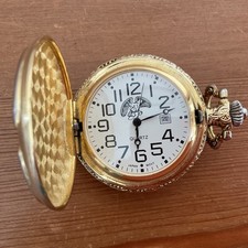 Montre de poche - Gousset - Quartz - Motif Aigle - Dorée patinée