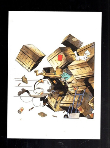 Tintin carte postale bagarre - carte,